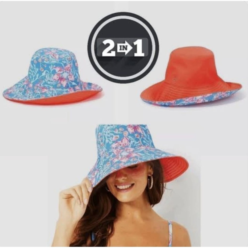 Lilly Pulitzer Reversible Sun Beach Hat Womens Multi Floral UPF 50+ Wide Brim